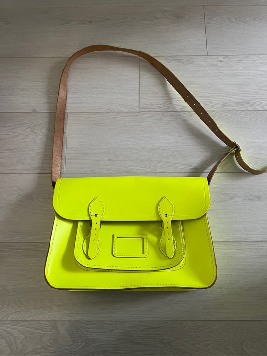 The Cambridge Satchel Company Handbags - The Cambridge Satchel Company Neon Yellow Satchel with Tan Strap
